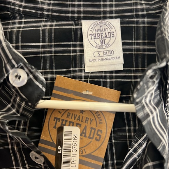 NEW Rivalry Threads Men's Black Plaid Long Sleeve Kansas State Shirt Sz SM - Picture 3 of 7